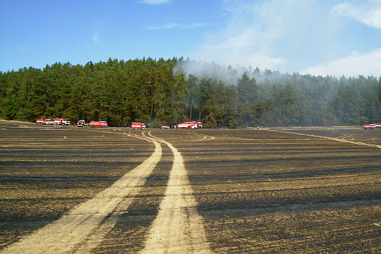 Zásahy SDH Myslív při požárech polí s obilím srpen 2015